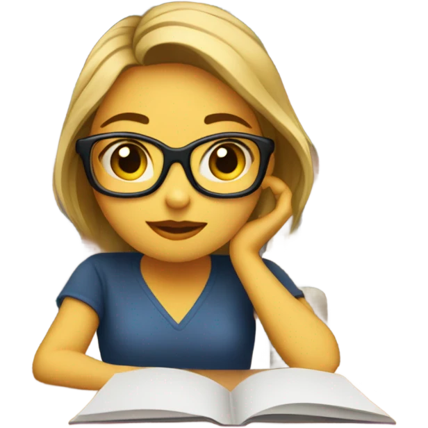 A girl studying emoji