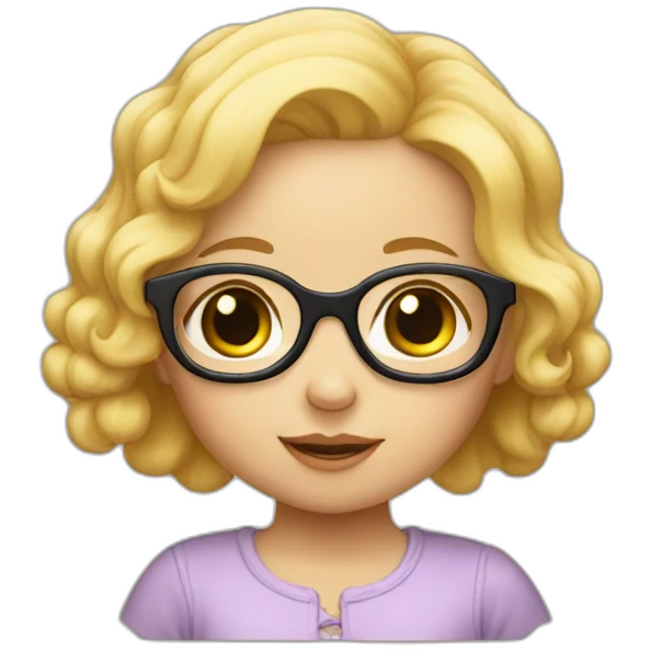 a baby in the arms of a girl with blond hair and glasses emoji