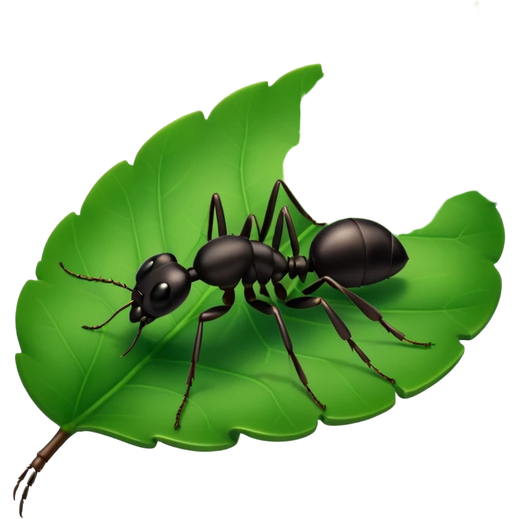a black ant on leaf emoji