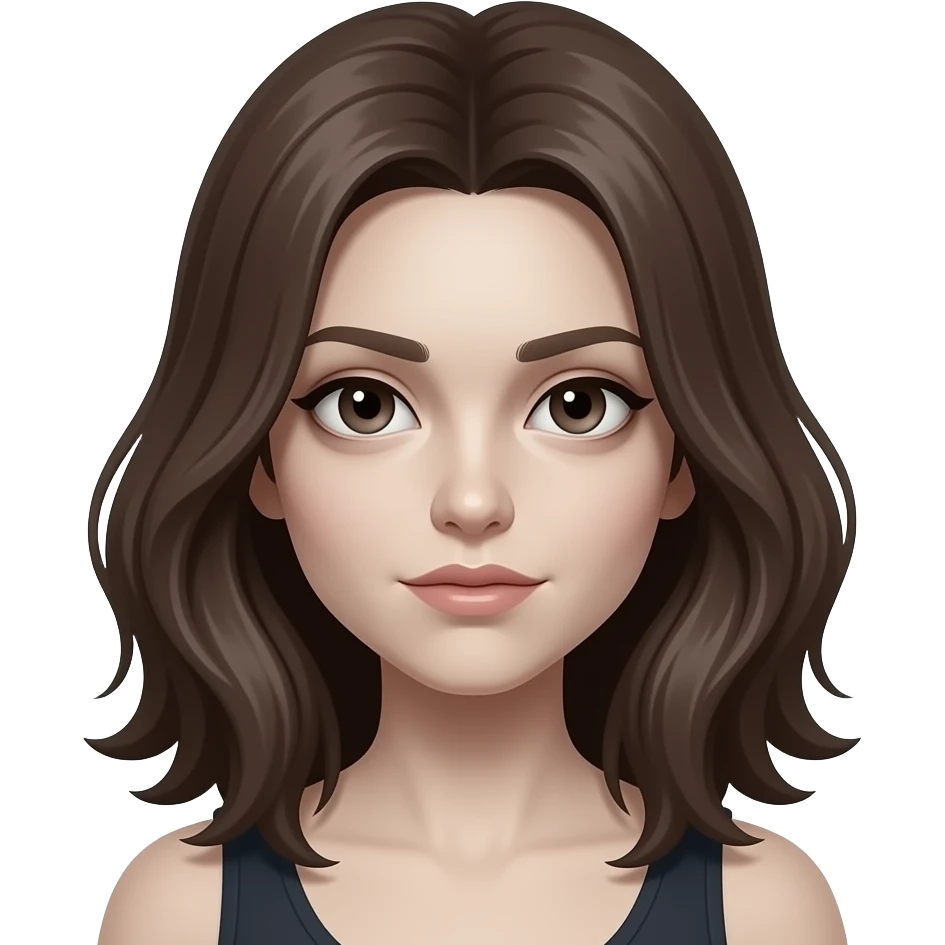 mulher, zumbi, cabelo ate o ombro levemente ondulado nas pontas e olhos escuros emoji