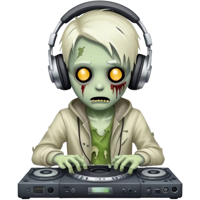 Zombie Dj cartoon cute young emoji