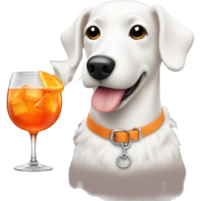 White dog with a Aperol spritz  emoji