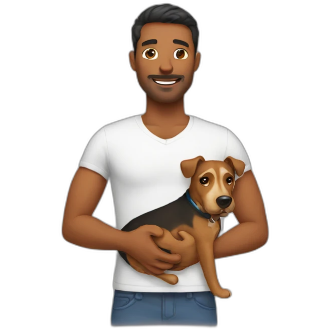 man with dog in his chest emoji
