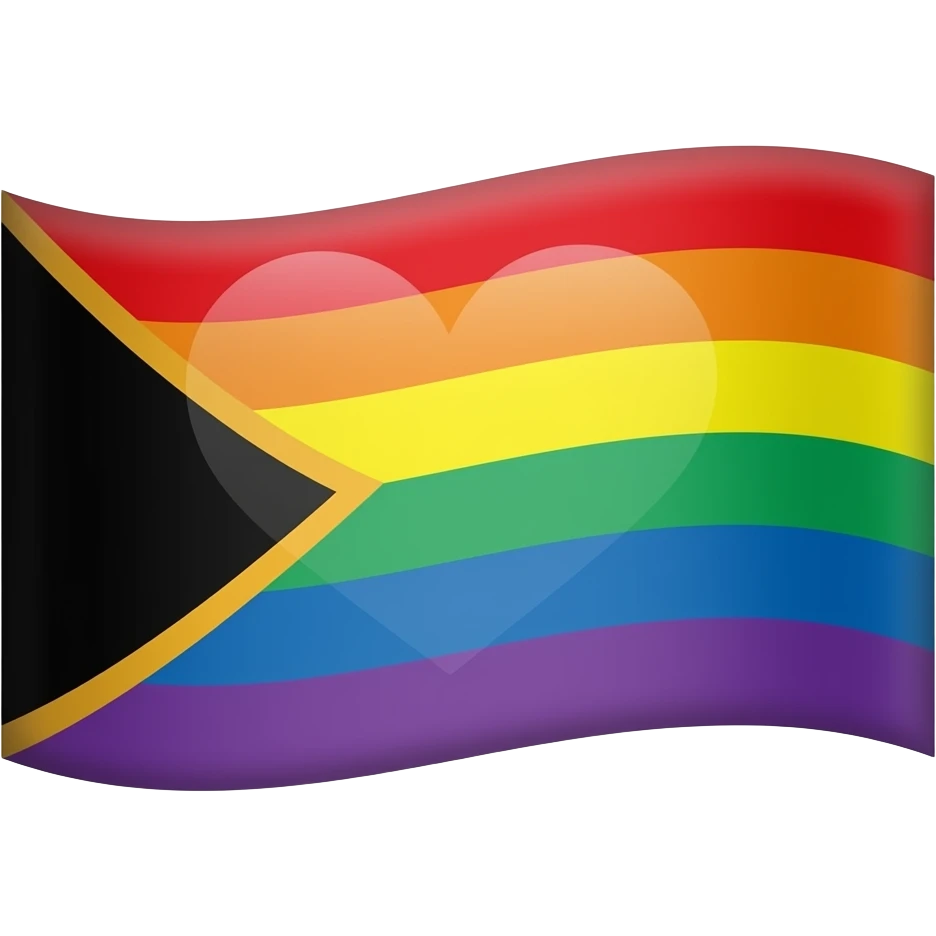 Progress flag heart red, orange, yellow, green, blue, violet, white, pink, light blue, brown and black emoji