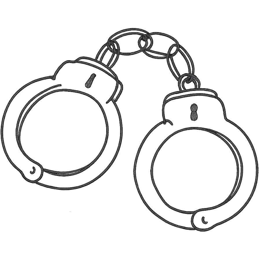 handcuff, minimal style, hand drawn icon with no fill emoji