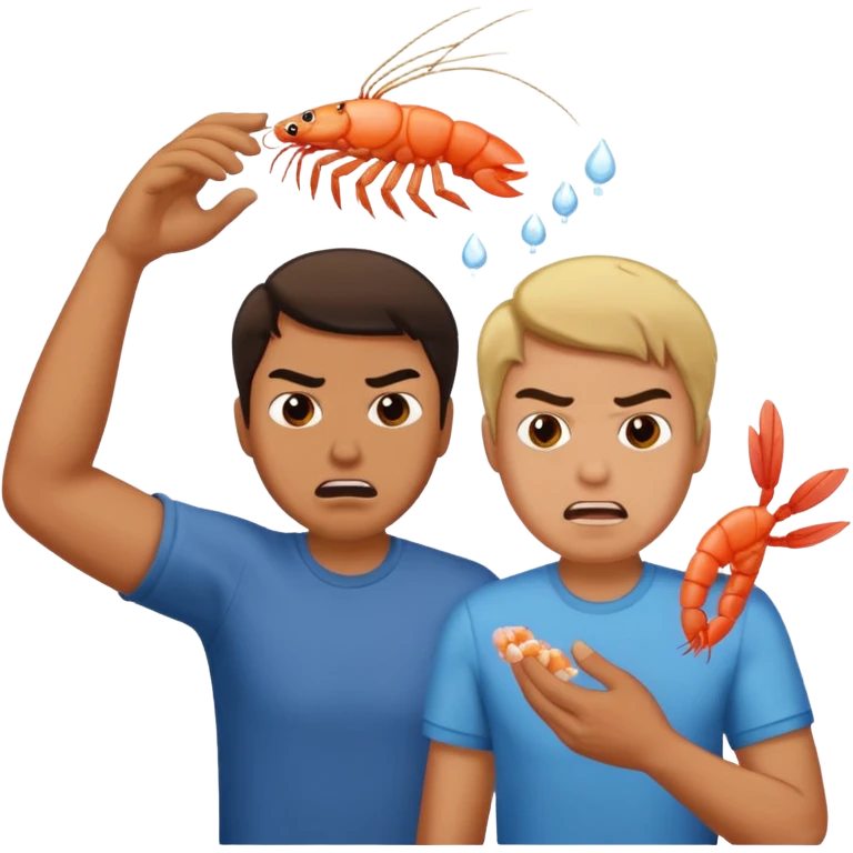 Make one of a man throwing shrimp at another guy angrily emoji