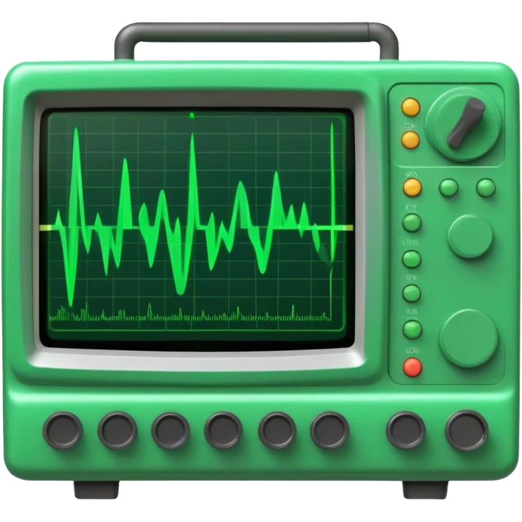 An oscilloscope device with a green waveform displayed on the screen emoji