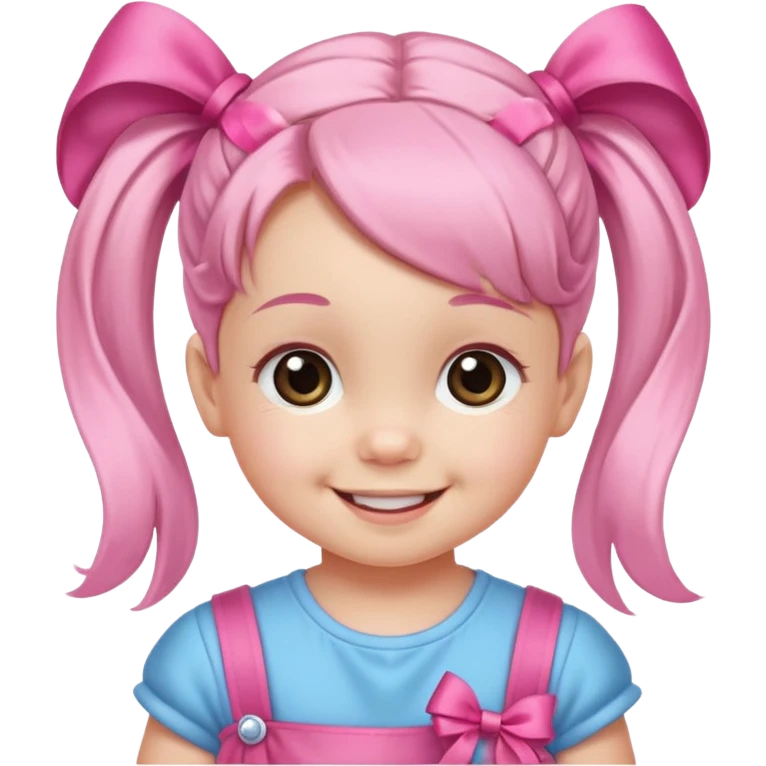 a baby girl with two ponytails and pink ribbons emoji