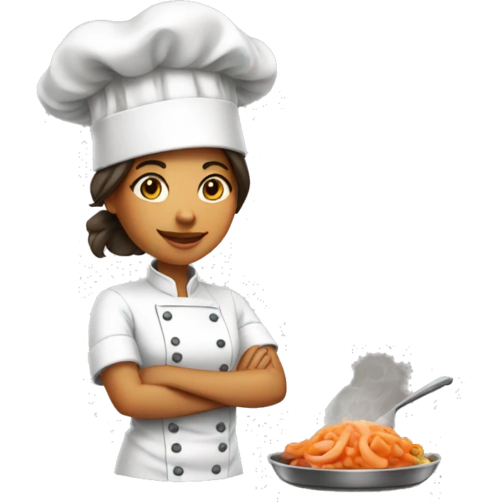 A chef  cooking her own food  emoji