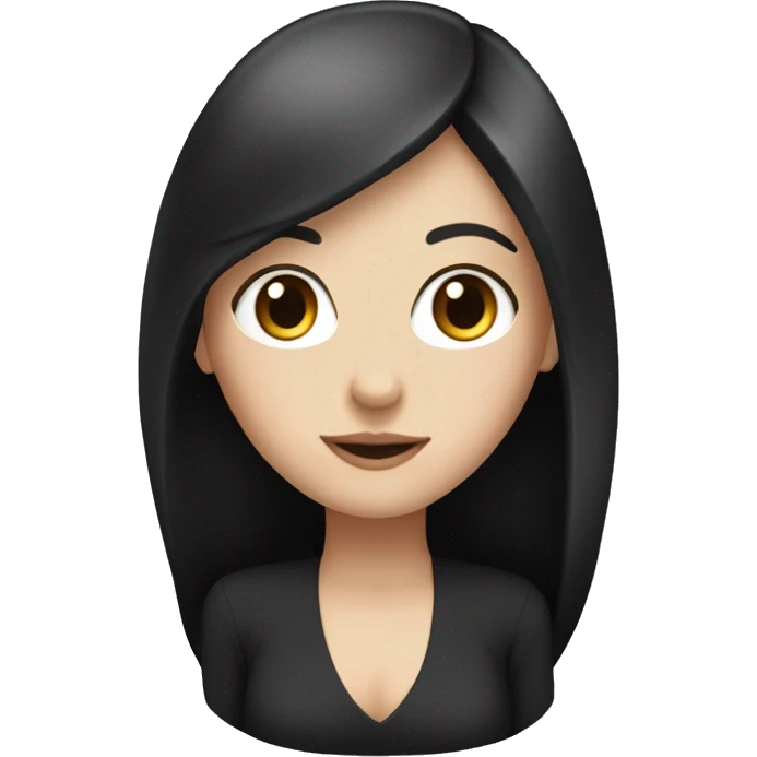 white girl with long black hair with black shirt  emoji