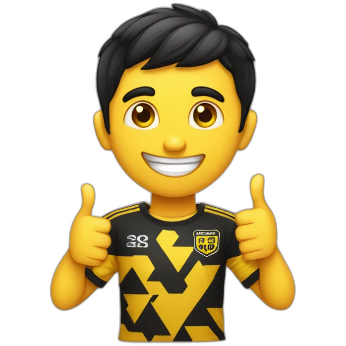 Hyderabad Fc Football Club Supporter yellow and black pattern t-shirt thumbs up indian boy black hair half body emoji