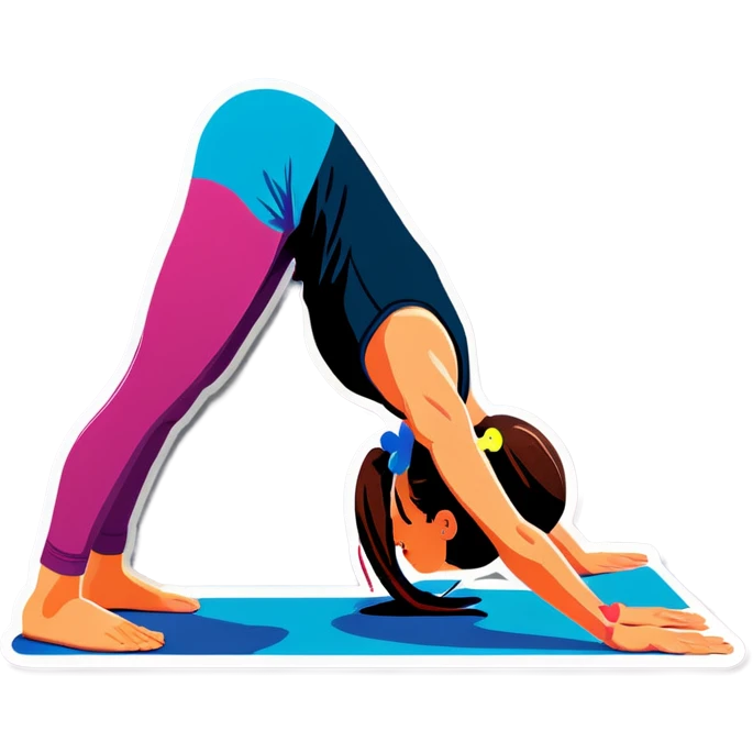 Girl doing downward dog emoji