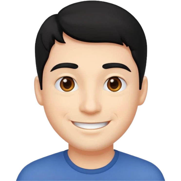 smiling man with black hair emoji