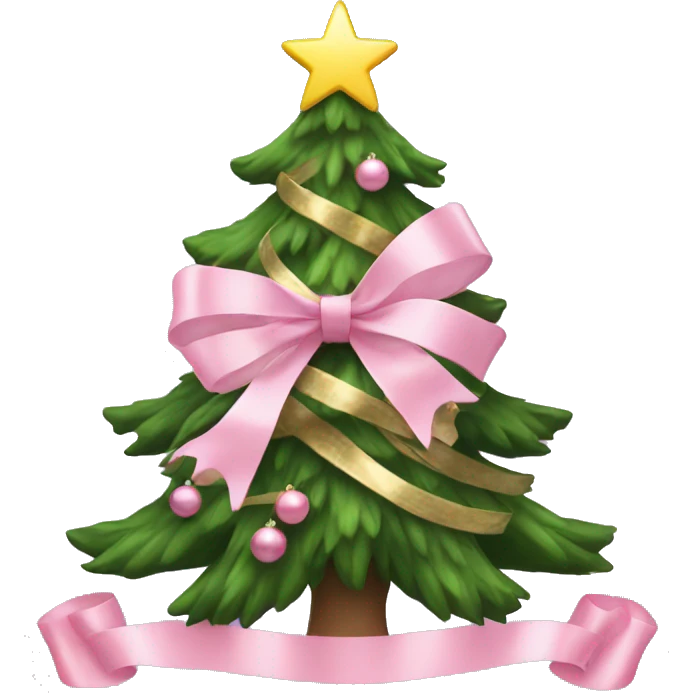 christmas tree with baby pink ribbons as decorations emoji