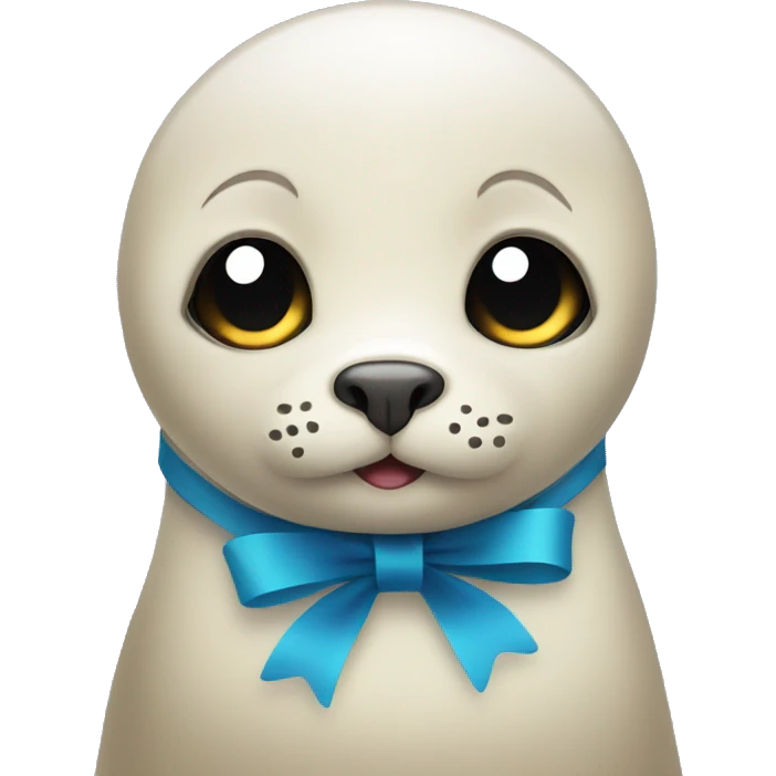 Seal with cute eyes and ribbon emoji
