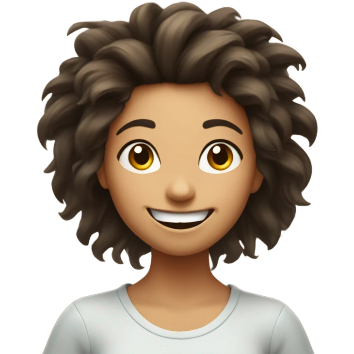 Brunette girl going crazy emoji