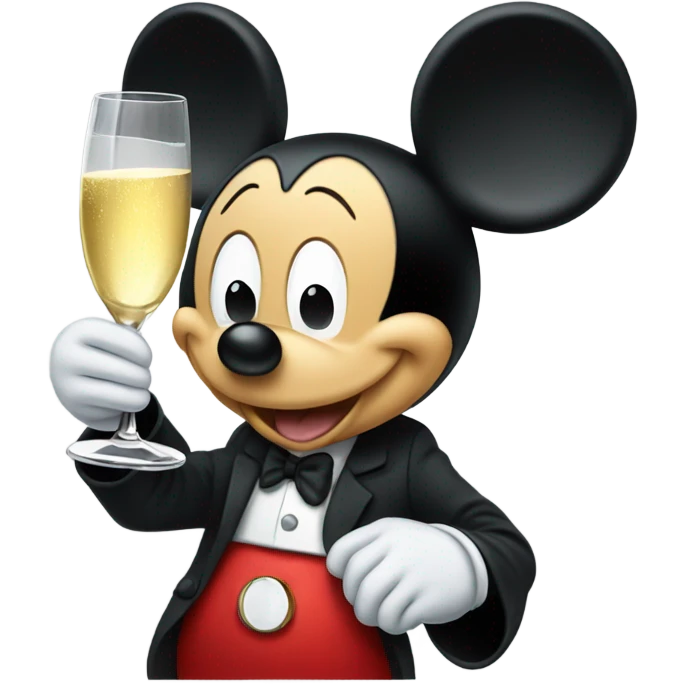 Mickey Mouse with champagne glass emoji