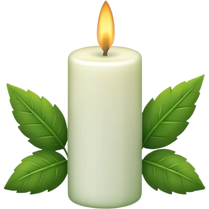 white candle with leaves emoji