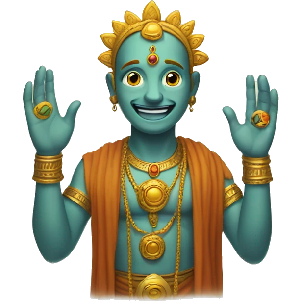 vishnu smiley with multplie hands like a sun emoji