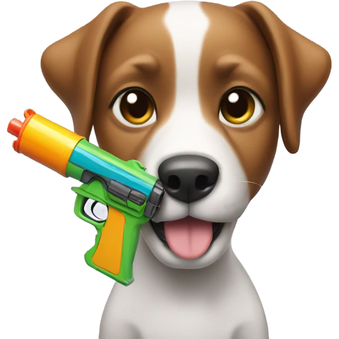 dog holding a watergun emoji