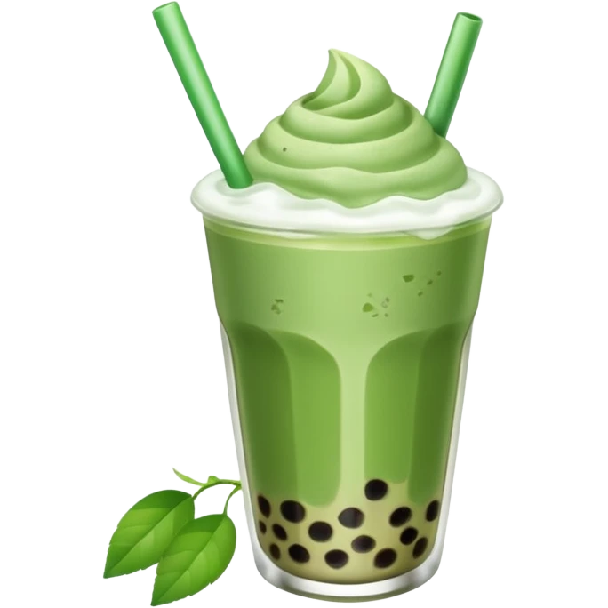 matcha latte with boba and ice emoji