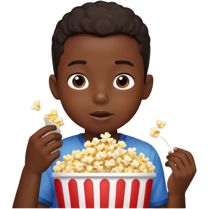Black boy eating popcorn emoji