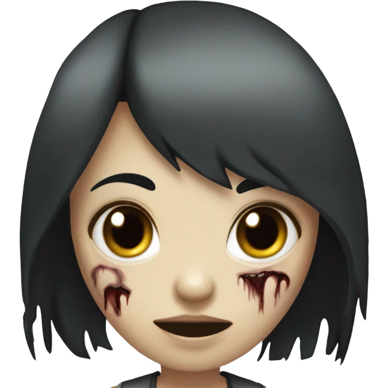 Generate a zombie girl with black hair and bangs   emoji