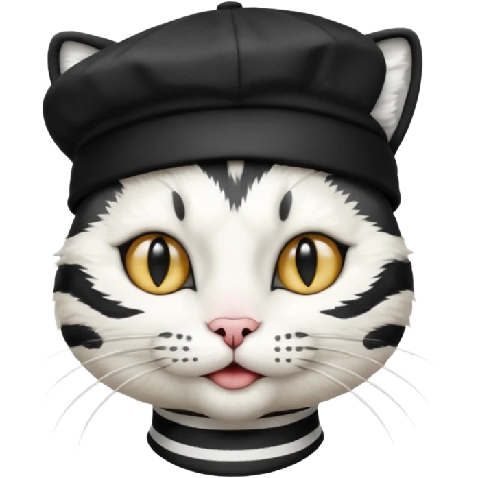 Cat mime performer with hat emoji