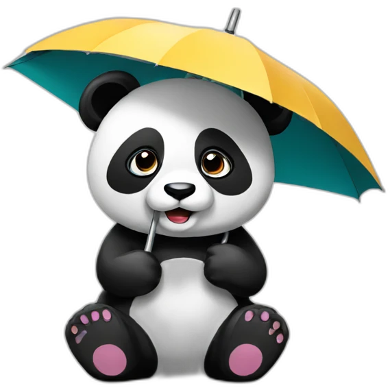 panda with an umbrella emoji