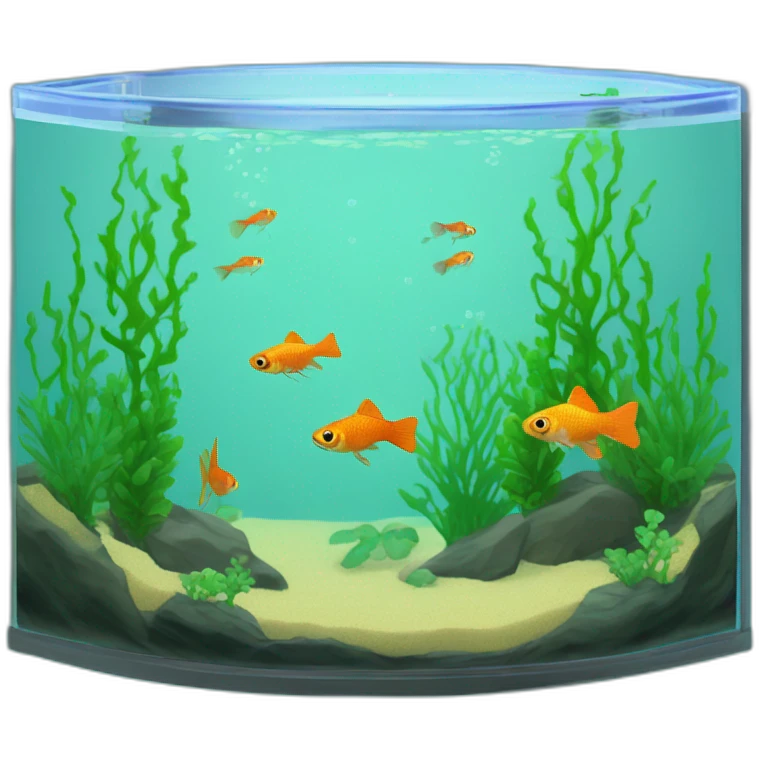 isometric fish tank with endler guppies emoji