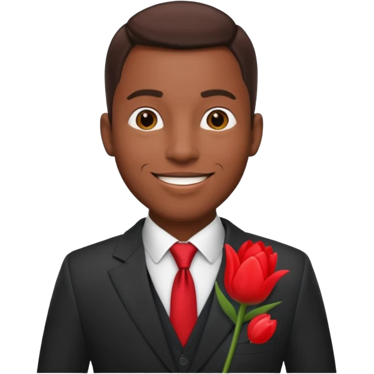 black man with tulip in his suit pocket emoji