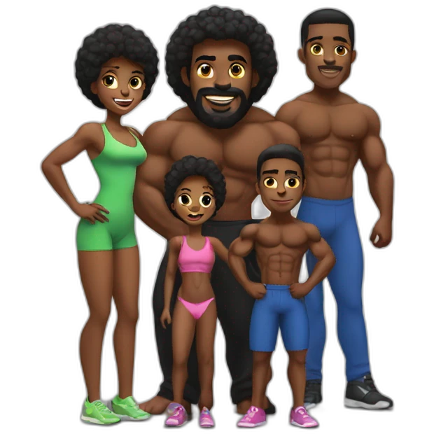 Black body builder family  emoji