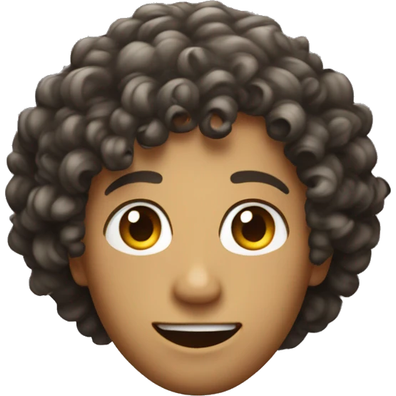 An emoji of a person with curly hair, showcasing bouncy and voluminous curls, often with a friendly or cheerful expression emoji