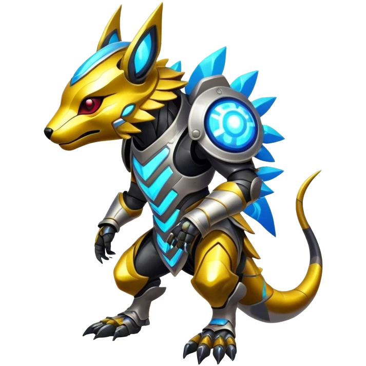 Shiny Epic Edgy Cool Colorful Vibrant Modern Vernid-Protogen-creature-animal, full body emoji