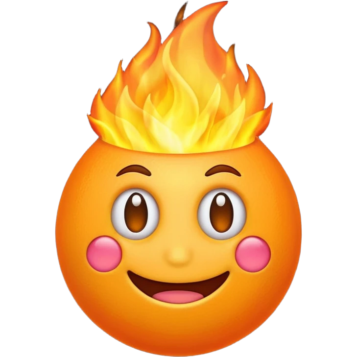 Make a 3d emoji of t with fire emoji