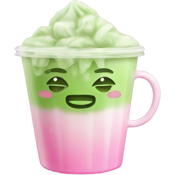 iced matcha in pink cup emoji
