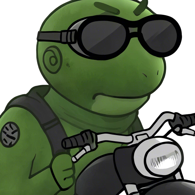 Blue eyed Person in black leather on motorcycle emoji