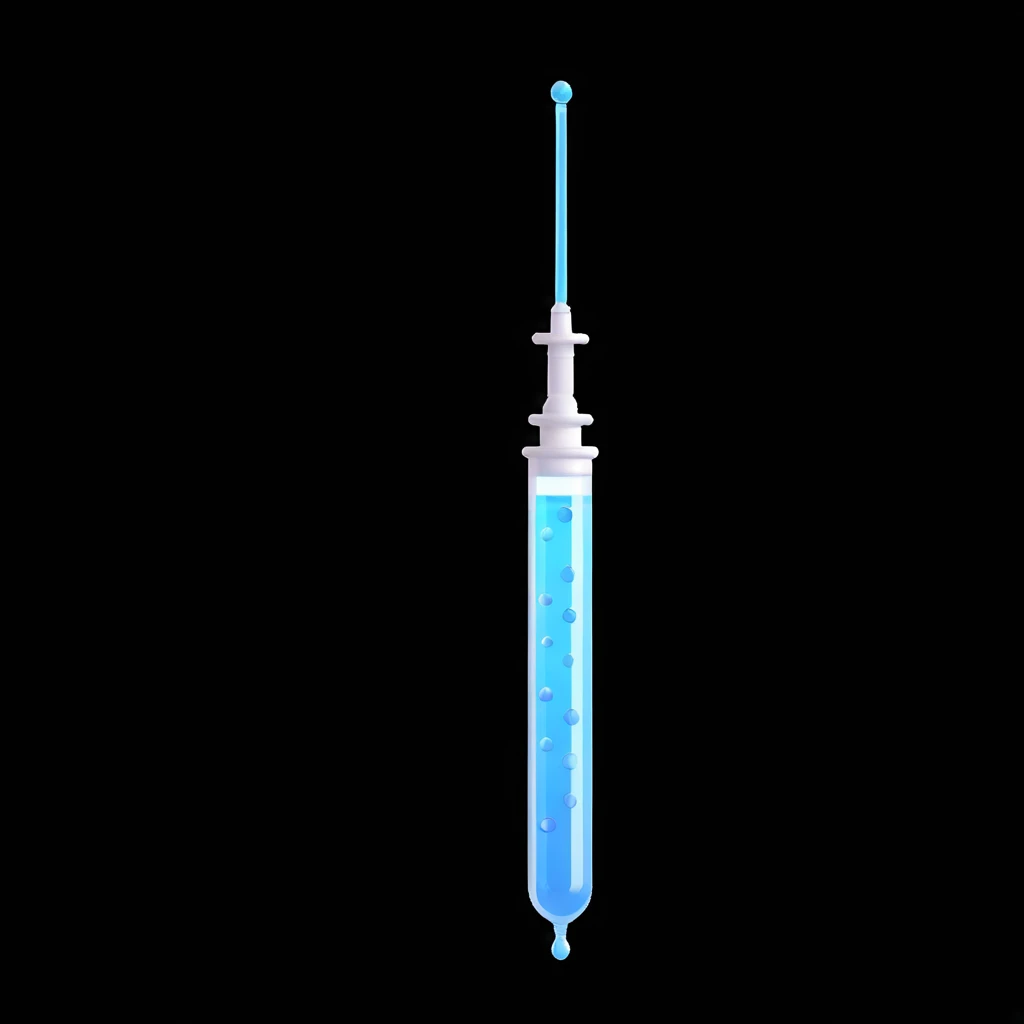 simple syringe with a glowing droplet, symbolizing the IVF trigger shot, modern emoji style emoji
