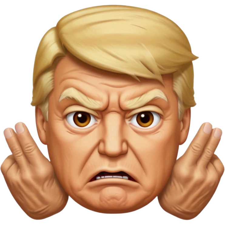 donald trump is angry. and he shows it with hand emoji