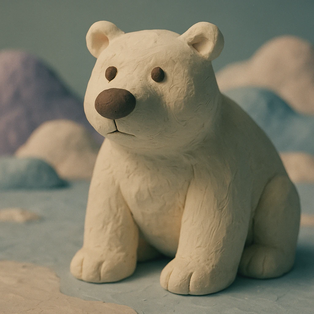 polar bear, pastel colors, visible fingerprints, white fur emoji