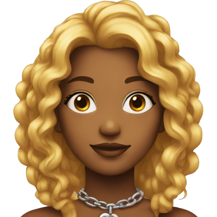 a heart chain around her neck emoji