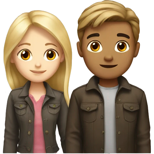 Brown hair boy and blonde girl  emoji