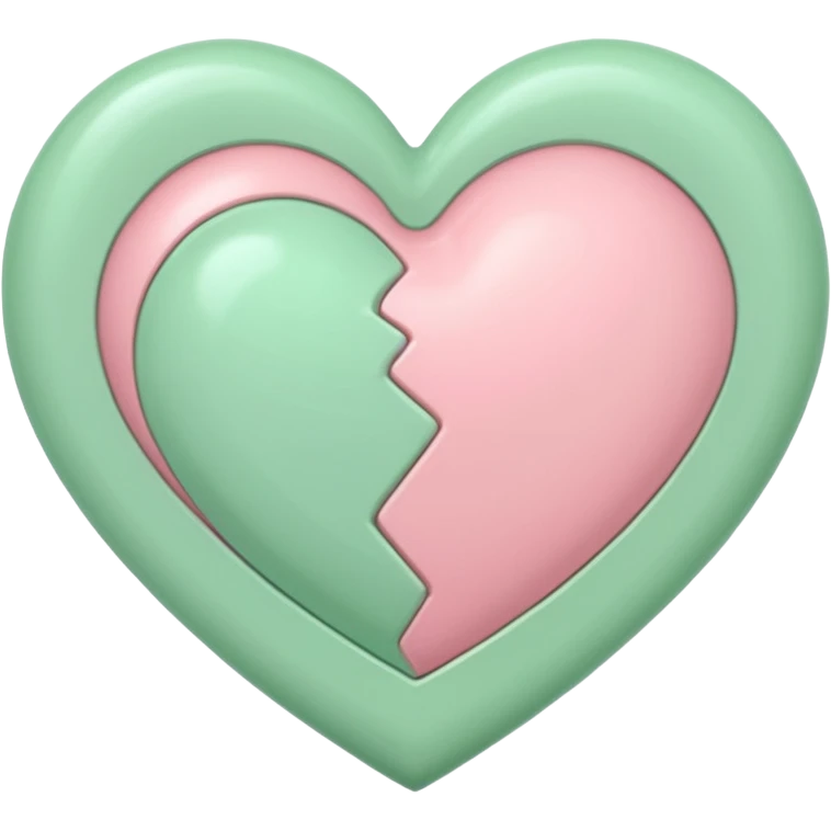 A half pastel green half pastel pink heart emoji
