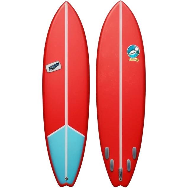 1 Red Surfboard with Stickers emoji