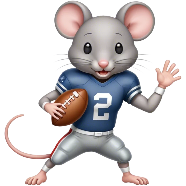Gray mouse playing American football emoji