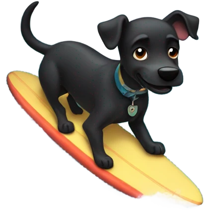 Black dog surfing  emoji
