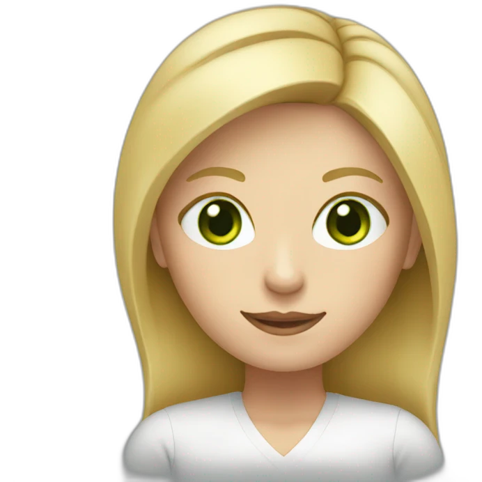 English teacher female with blonde hair and green eyes. with English book emoji