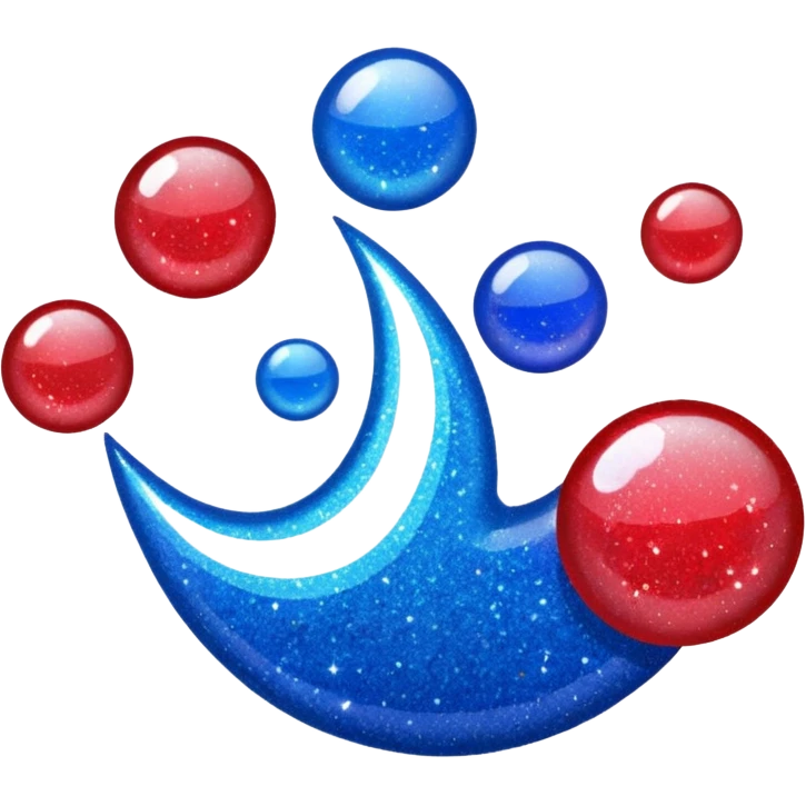 glitter red and blue raio emoji