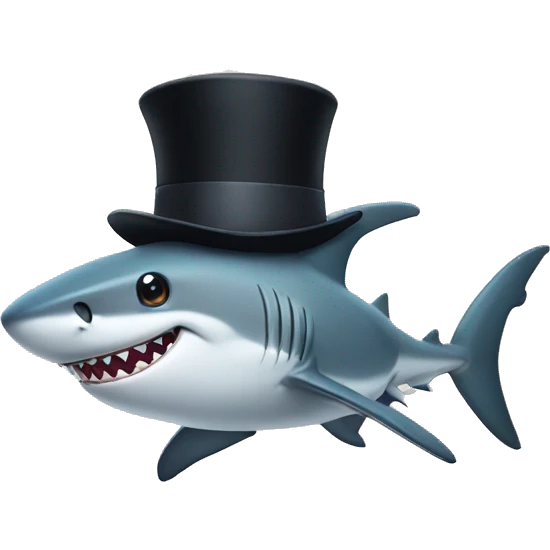 Shark with a top hat emoji