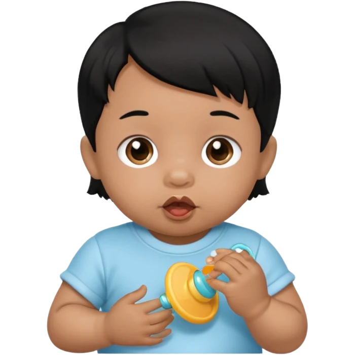 a black hair baby with pacifier emoji